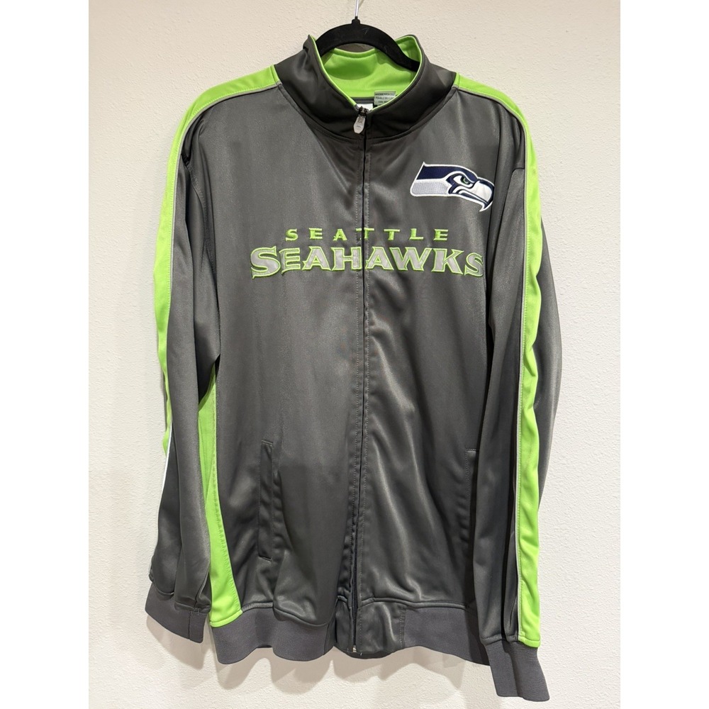 SEATTLE SEAHAWKS‎ Jacket Adult XLT TALL Gray MAJESTIC Athleisure Embroidered NFL